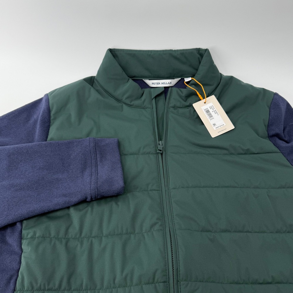 Peter Millar Mens Merge Fleece Hybrid Jacket Green Navy Blue MF25EZ13 NWT Size M
